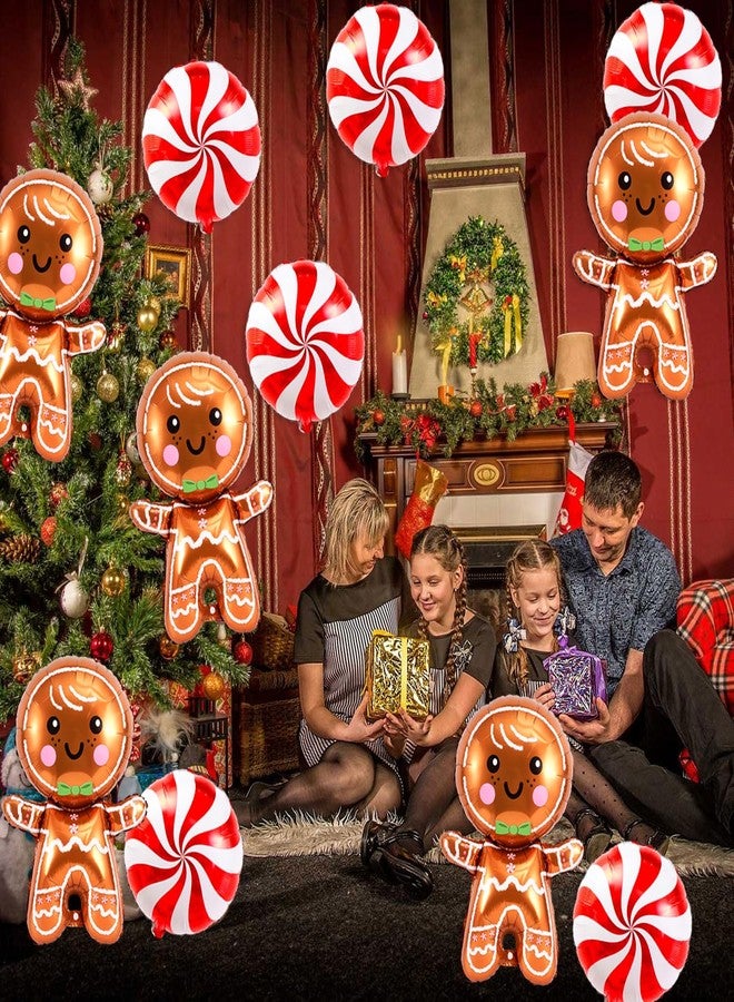 Tagberoy 11PCS Large Gingerbread and Candy Balloons Set - Red Foil Balloons for Christmas Party Decorations - Image 4
